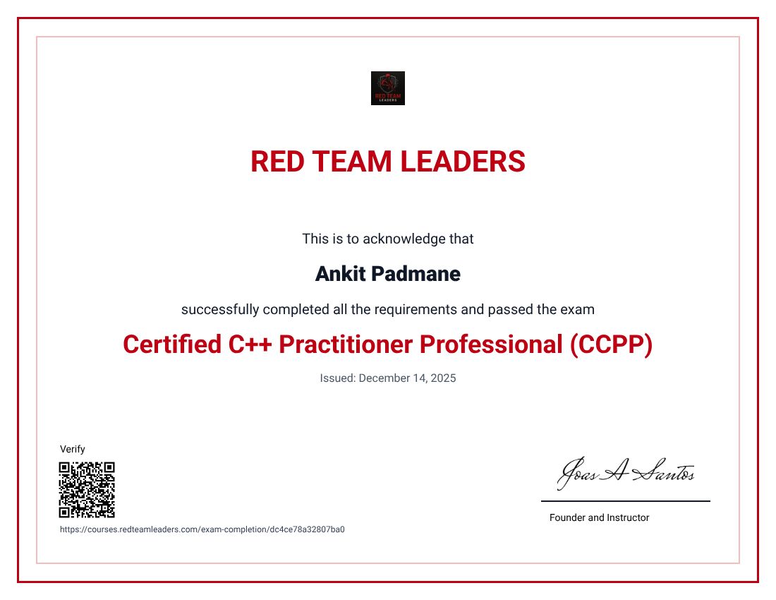 Certificate: Certified C++ Practitioner Professional (CCPP)
