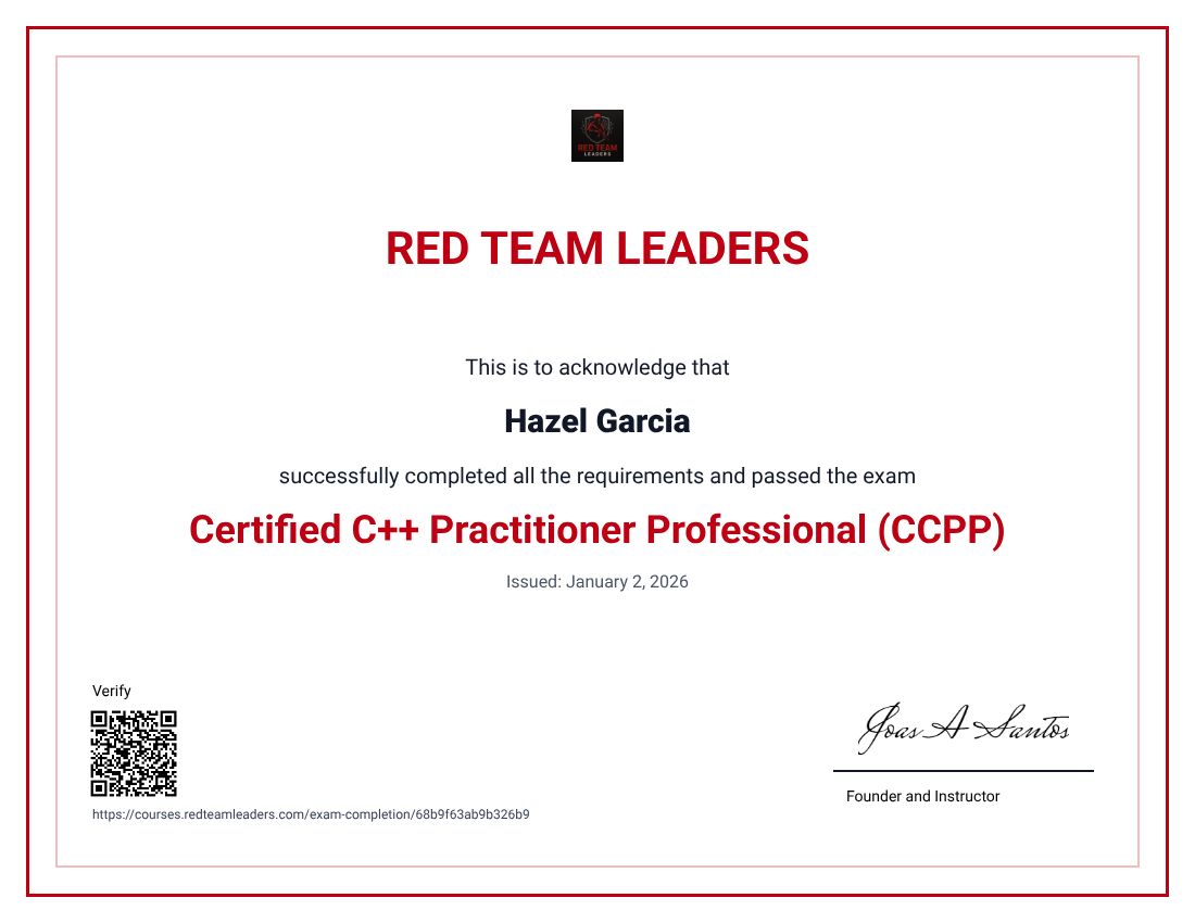 Certificate: Certified C++ Practitioner Professional (CCPP)