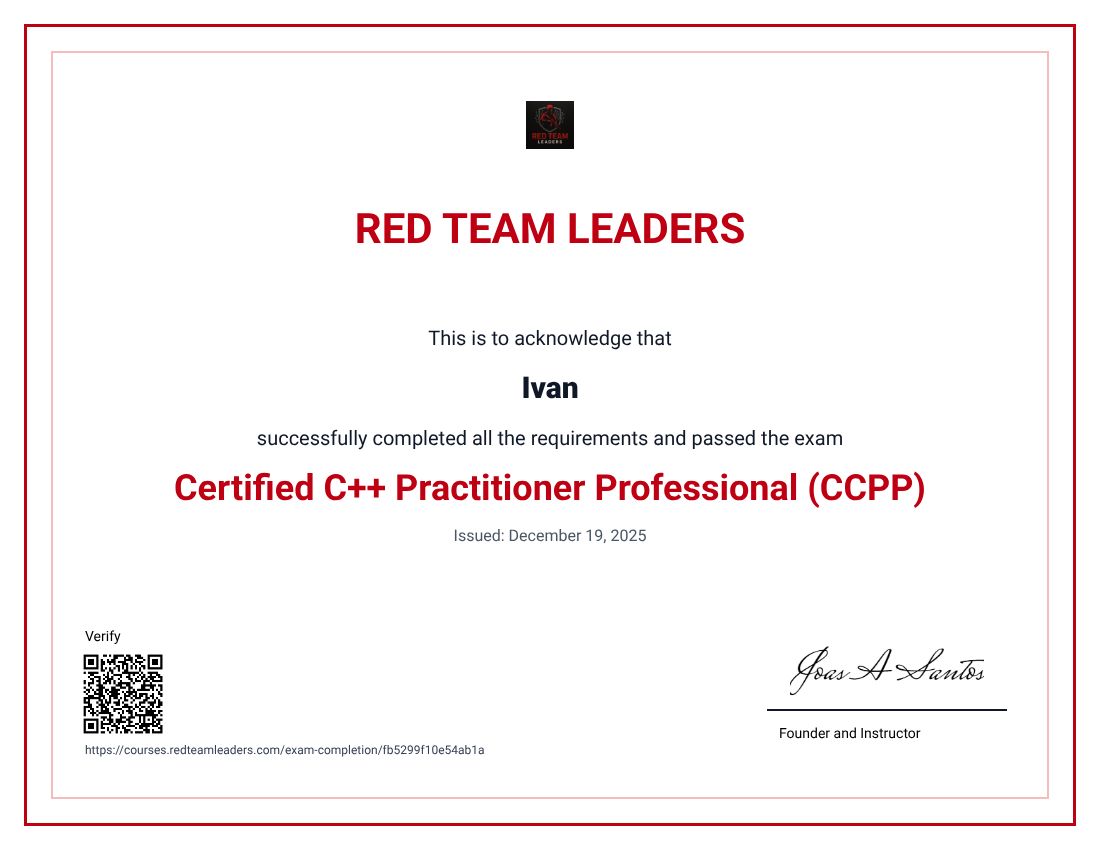 Certificate: Certified C++ Practitioner Professional (CCPP)